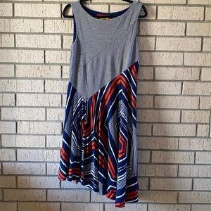 Maeve Anthropologie Asymmetrical Sleeveless Summer Party Dress Size Medium Navy